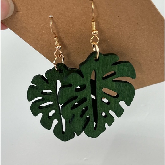 PALM EARRINGS | Wood | NWT - Picture 4 of 8